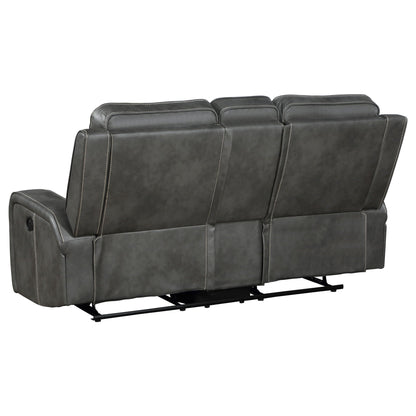 Unique Piece Furniture - Raelynn Upholstered Track Arm Motion Loveseat Grey