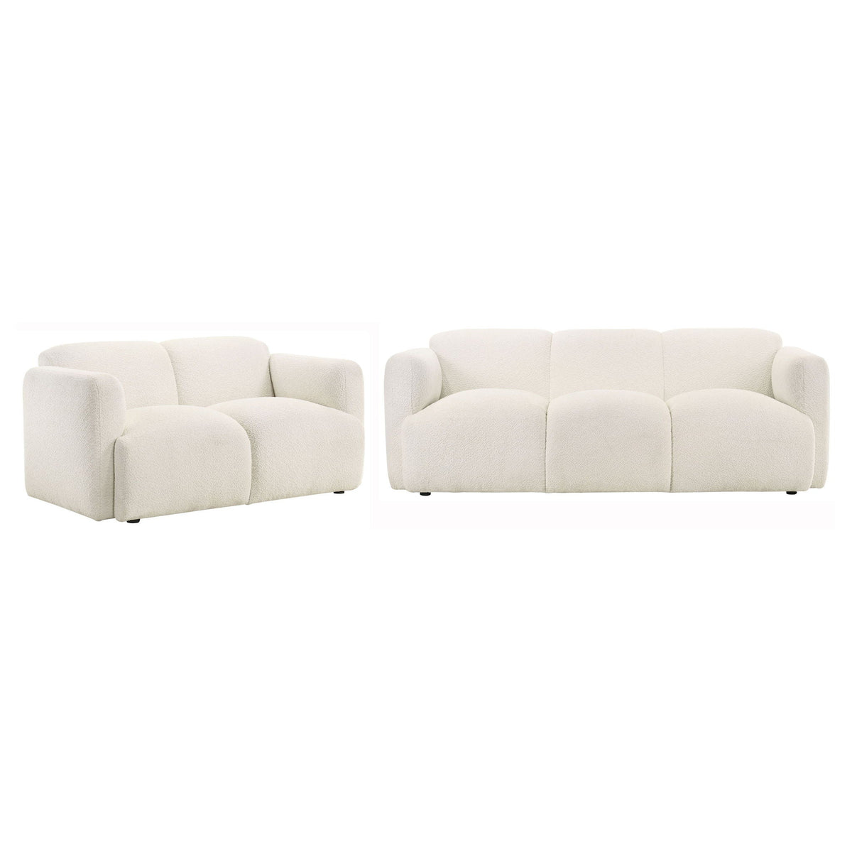 Unique Piece Furniture - Dorset 2-piece Upholstered Round Track Arm Sofa Set White