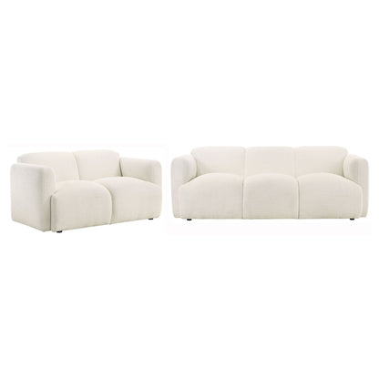 Unique Piece Furniture - Dorset 2-piece Upholstered Round Track Arm Sofa Set White