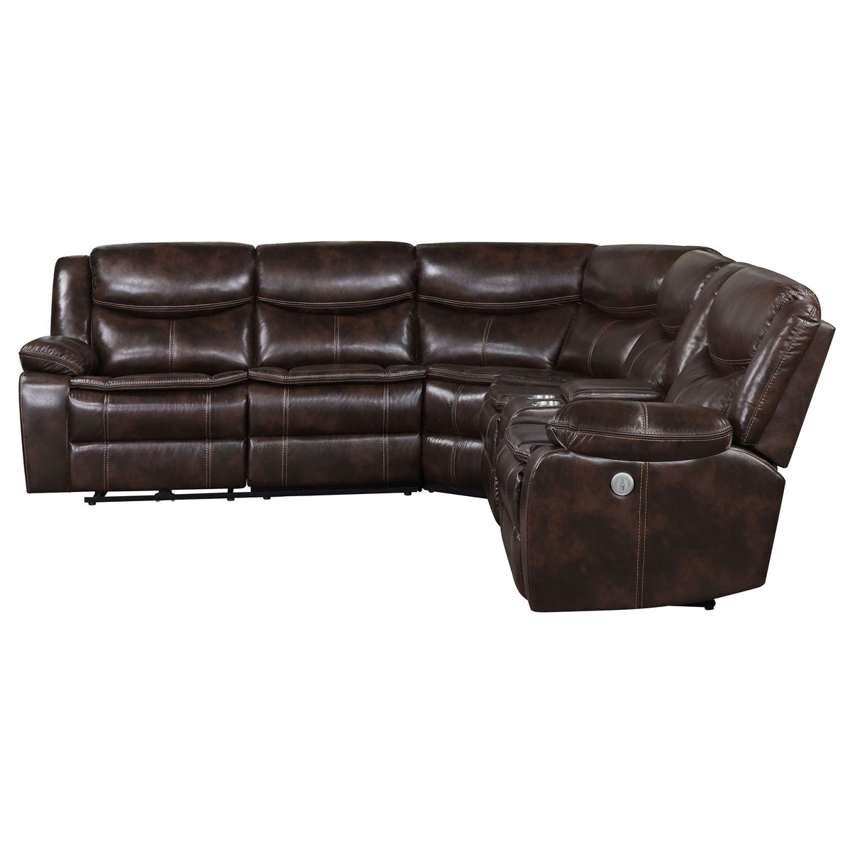 Unique Piece Furniture - Sycamore Upholstered Power Reclining Sectional Sofa Brown