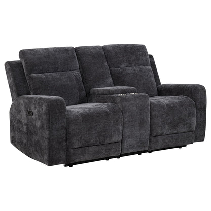 Unique Piece Furniture - Kennett Chenille Upholstered Power Reclining Loveseat Grey