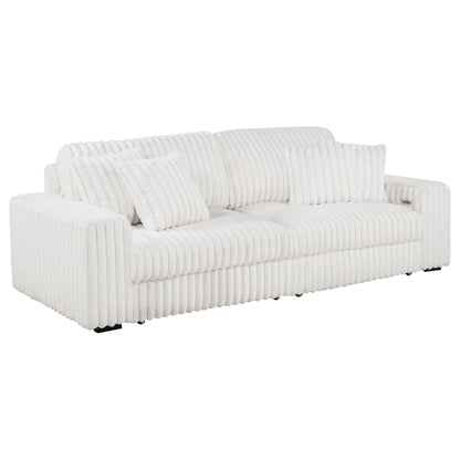 Unique Piece Furniture - Jacana Corduroy Upholstered Dual Power Chaise Sofa Ivory