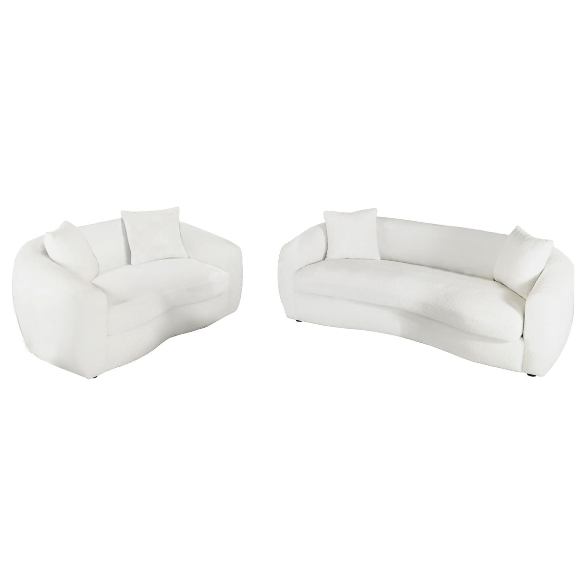 Unique Piece Furniture Isabella 2-piece Faux Sheepskin Upholstered Sofa Set Natural