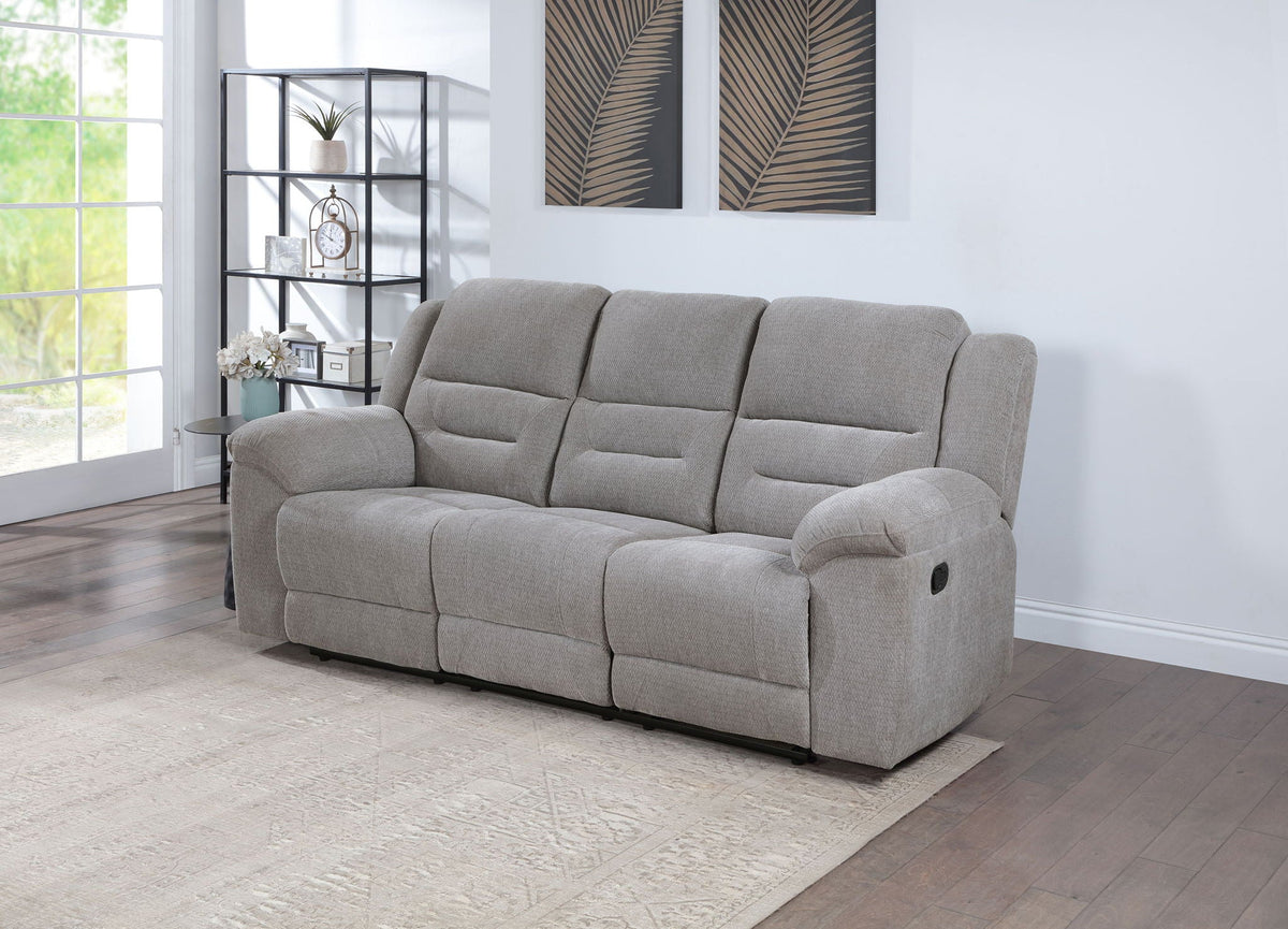 Unique Piece Furniture - Gilson Chenille Upholstered Reclining Sofa Grey