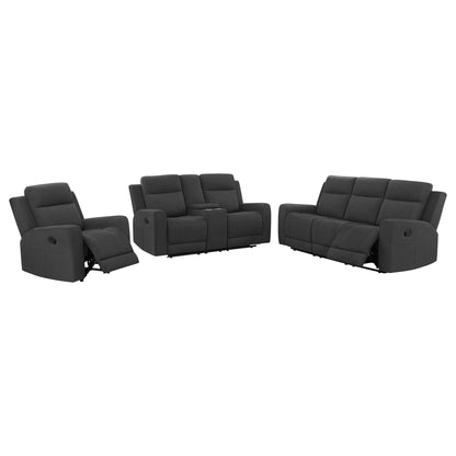 Unique Piece Furniture - Brentwood 3-piece Upholstered Reclining Sofa Set Charcoal