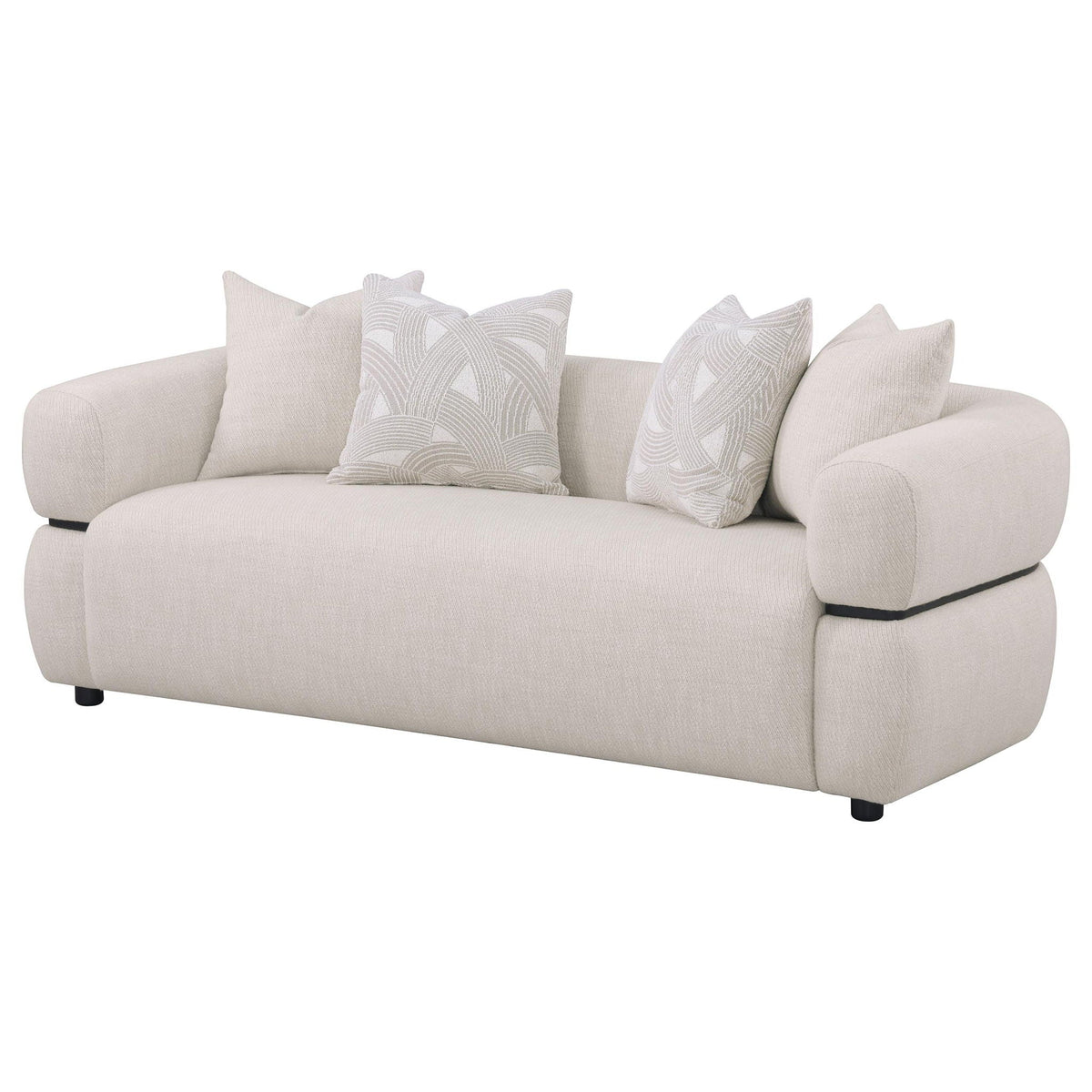 Unique Piece Furniture Jeanette 84-inch Fabric Upholstered Round Arm Sofa Beige