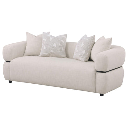 Unique Piece Furniture Jeanette 84-inch Fabric Upholstered Round Arm Sofa Beige