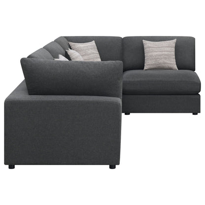 Unique Piece Furniture - Serene 4-piece Upholstered Modular Sectional Sofa Charcoal