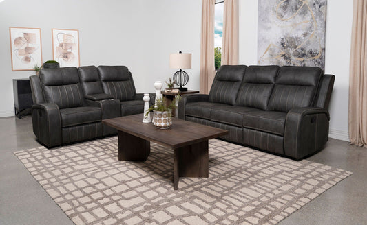 Unique Piece Furniture - Raelynn 2-piece Upholstered Reclining Sofa Set Grey