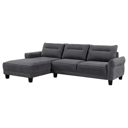 Unique Piece Furniture Caspian Upholstered Curved Arm Chaise Sectional Sofa Grey