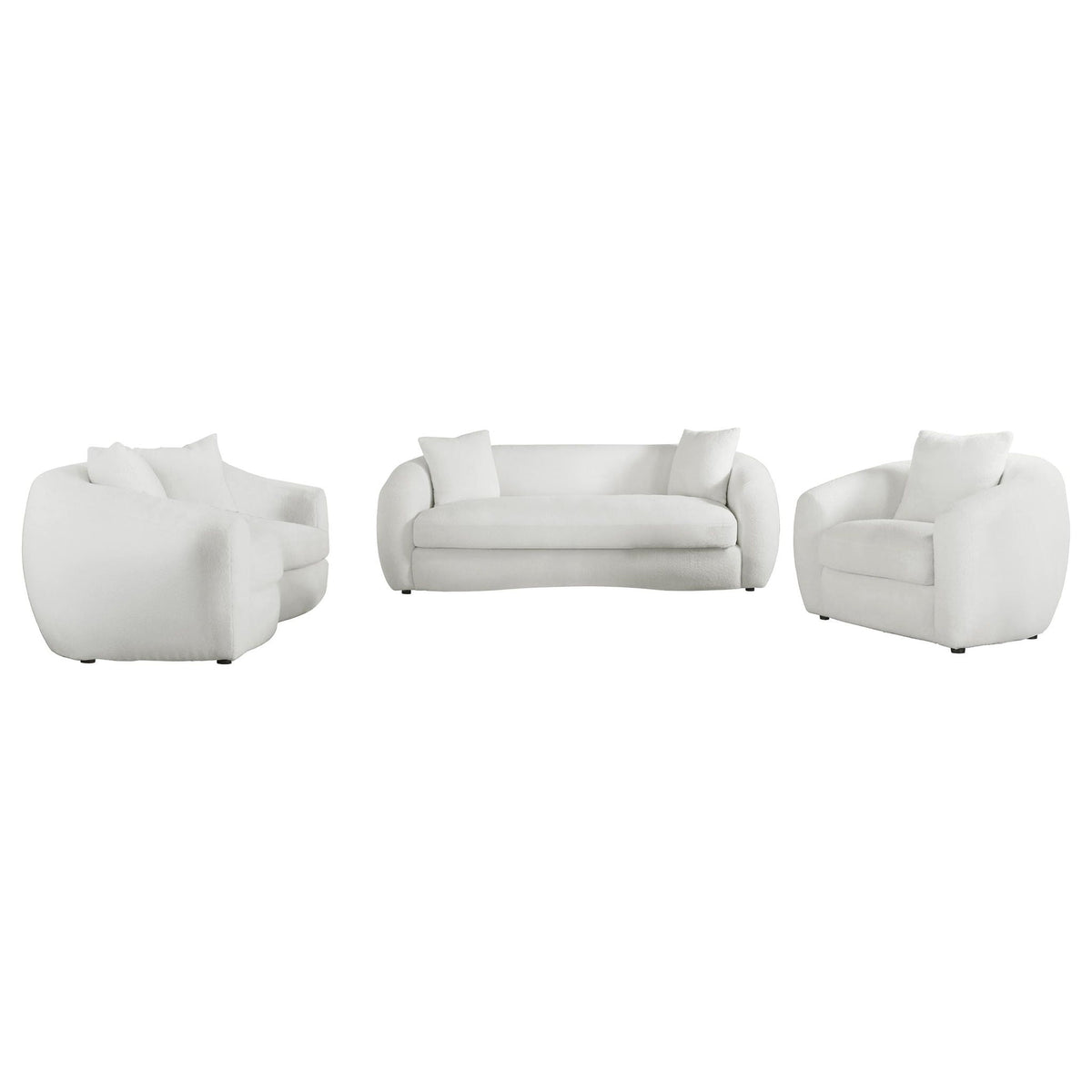 Unique Piece Furniture Isabella 3-piece Faux Sheepskin Upholstered Sofa Set Natural