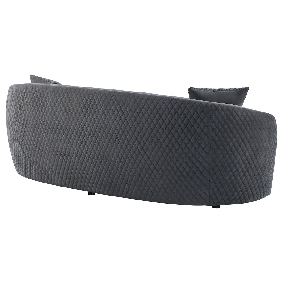 Unique Piece Furniture Brookside Velvet Upholstered Curved Sofa Dark Grey