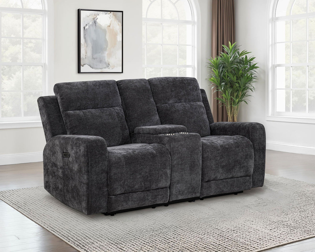 Unique Piece Furniture - Kennett Chenille Upholstered Power Reclining Loveseat Grey