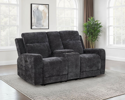 Unique Piece Furniture - Kennett Chenille Upholstered Power Reclining Loveseat Grey
