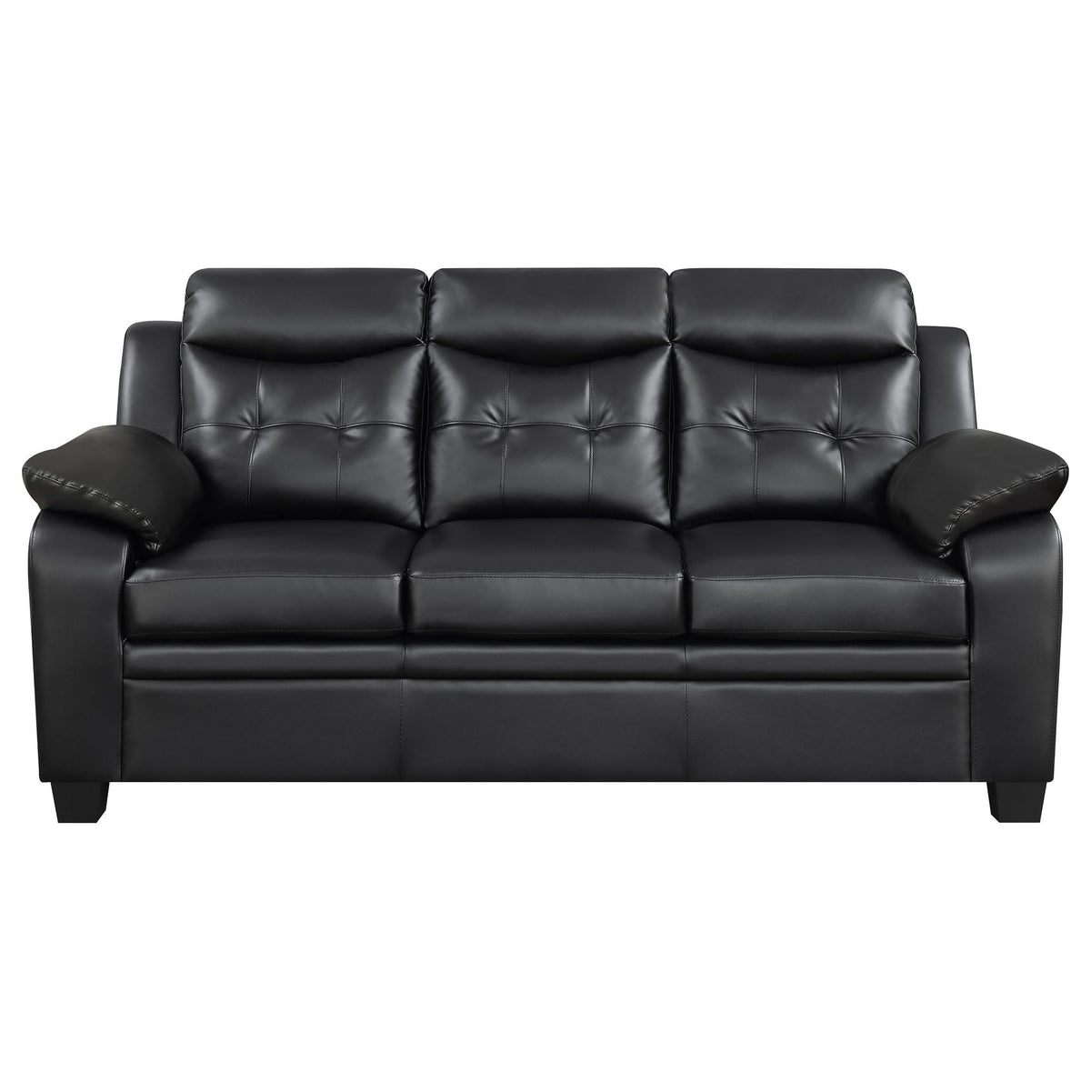 Unique Piece Furniture - Finley 3-piece Upholstered Padded Arm Tufted Sofa Set Black