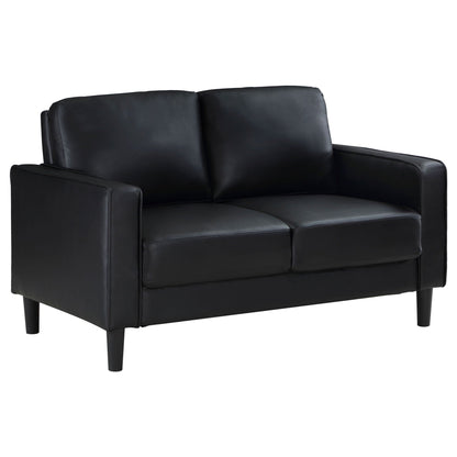 Unique Piece Furniture - Ruth 2-piece Upholstered Track Arm Sofa Set Black