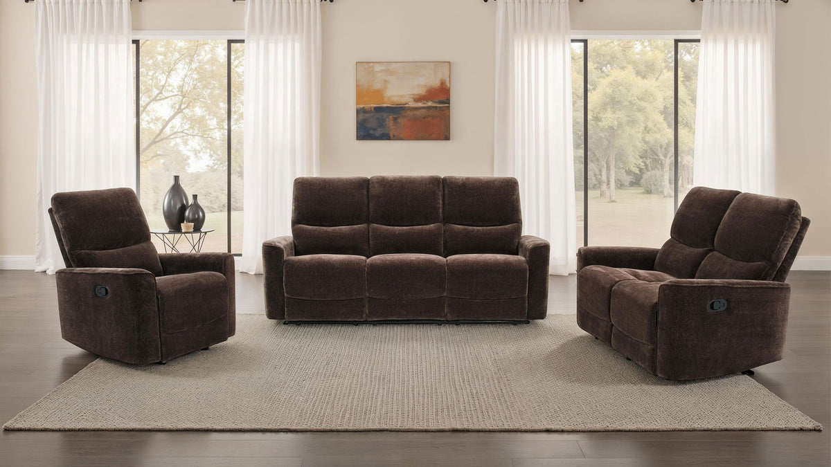 Unique Piece Furniture - Navarro 3-piece Upholstered Reclining Sofa Set Dark Brown