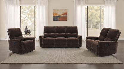 Unique Piece Furniture - Navarro 3-piece Upholstered Reclining Sofa Set Dark Brown