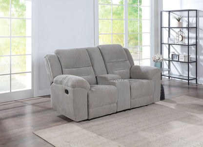 Unique Piece Furniture - Gilson Chenille Upholstered Reclining Loveseat Grey