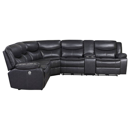 Unique Piece Furniture - Sycamore Upholstered Power Reclining Sectional Sofa Grey