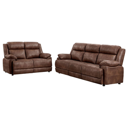 Unique Piece Furniture - Ellington 2-piece Upholstered Padded Arm Sofa Set Dark Brown
