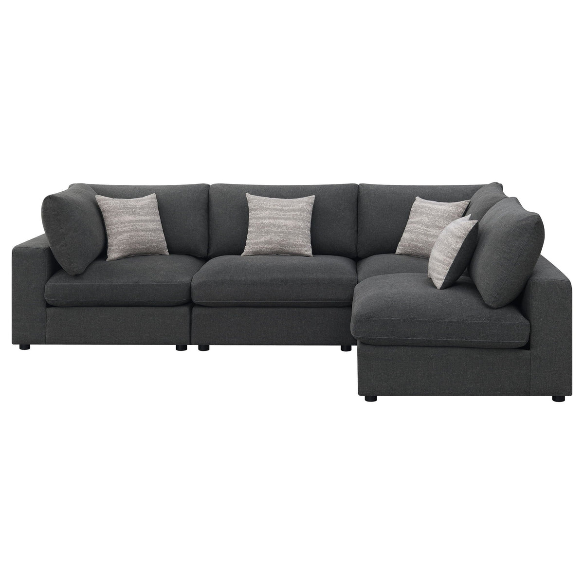 Unique Piece Furniture - Serene 4-piece Upholstered Modular Sectional Sofa Charcoal