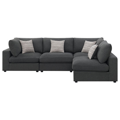 Unique Piece Furniture - Serene 4-piece Upholstered Modular Sectional Sofa Charcoal