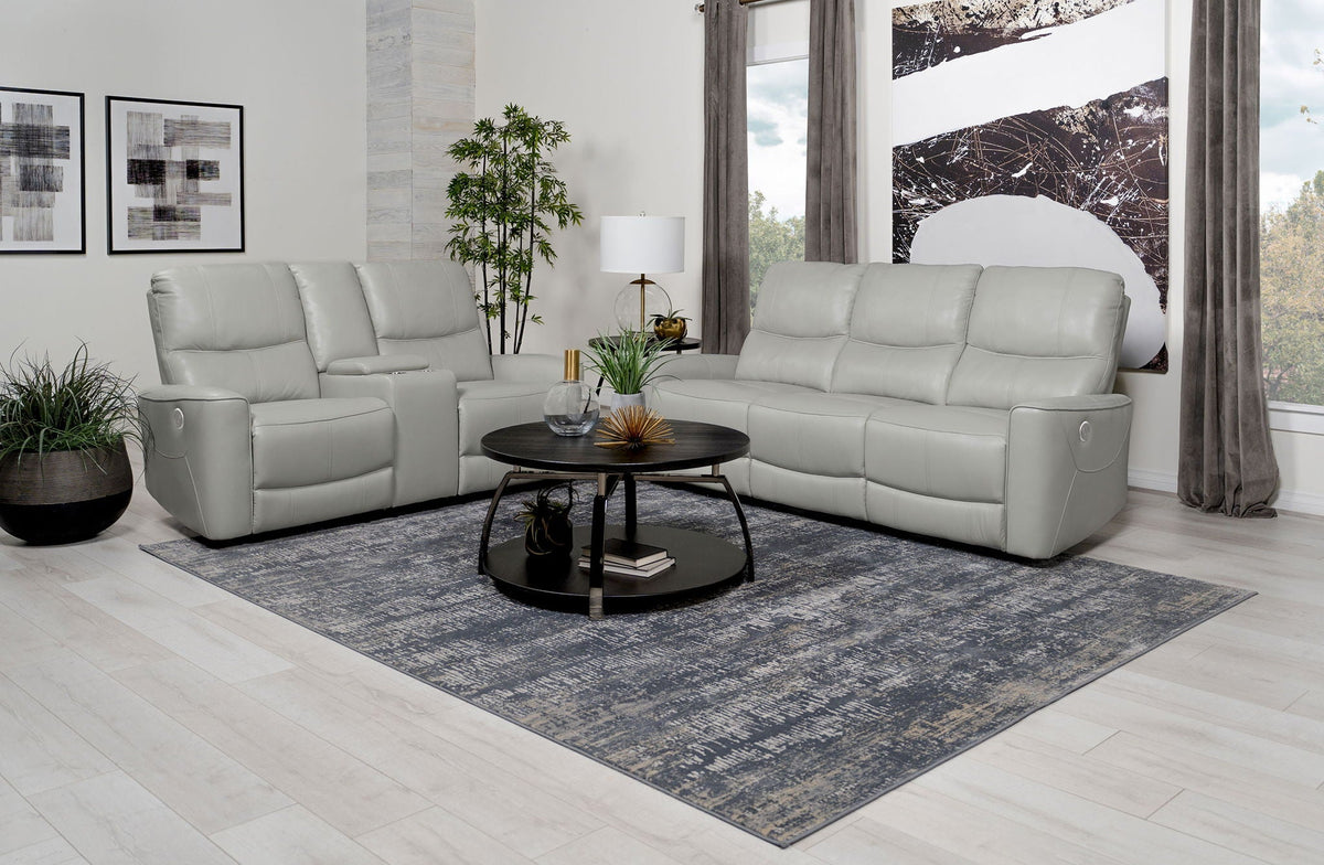 Unique Piece Furniture - Greenfield 2-piece Power Reclining Sofa Set Dove Grey