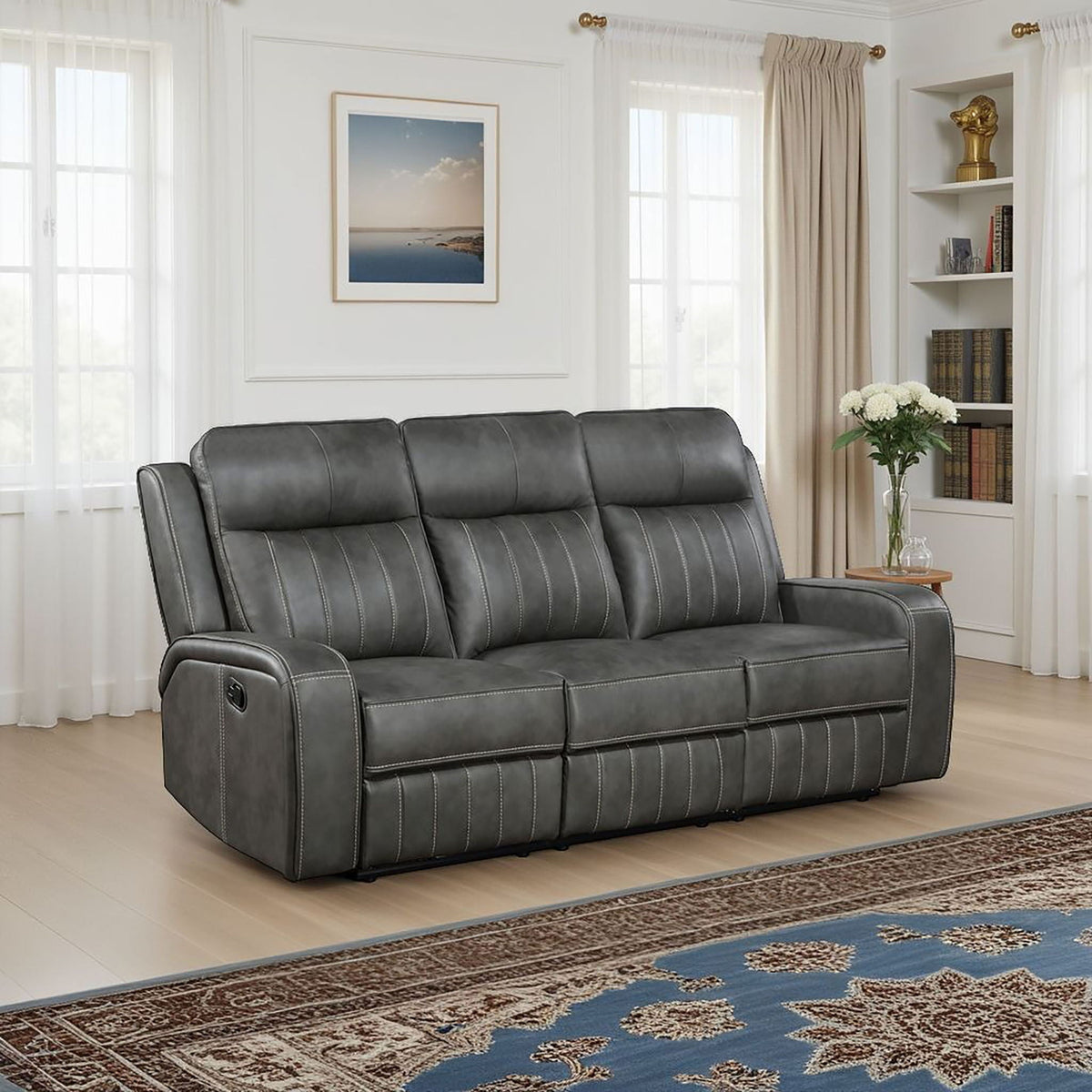 Unique Piece Furniture - Raelynn Upholstered Track Arm Motion Sofa Grey