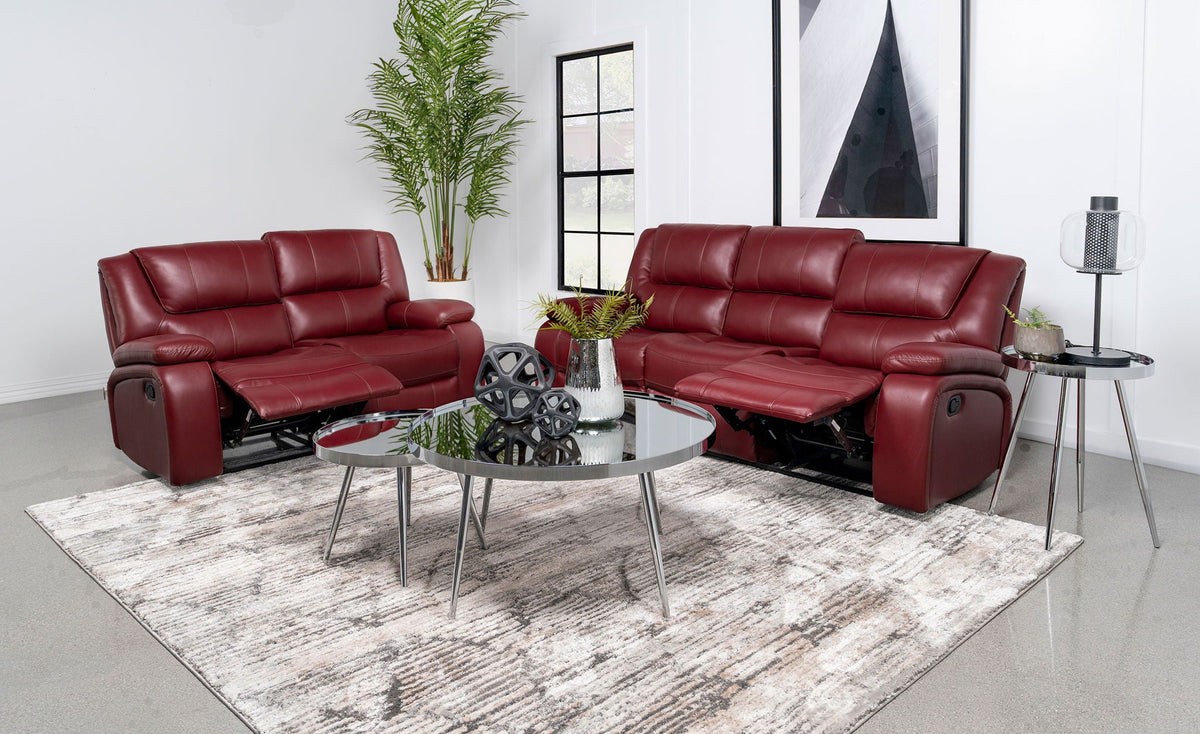 Unique Piece Furniture - Camila 2-piece Upholstered Reclining Sofa Set Red