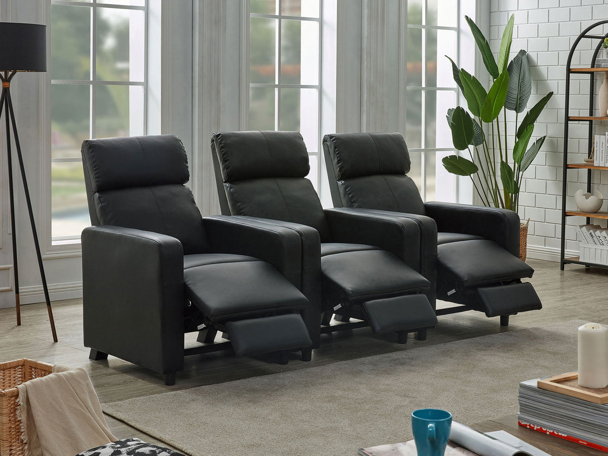 Unique Piece Furniture - Toohey Upholstered Tufted Recliner Living Room Set Black