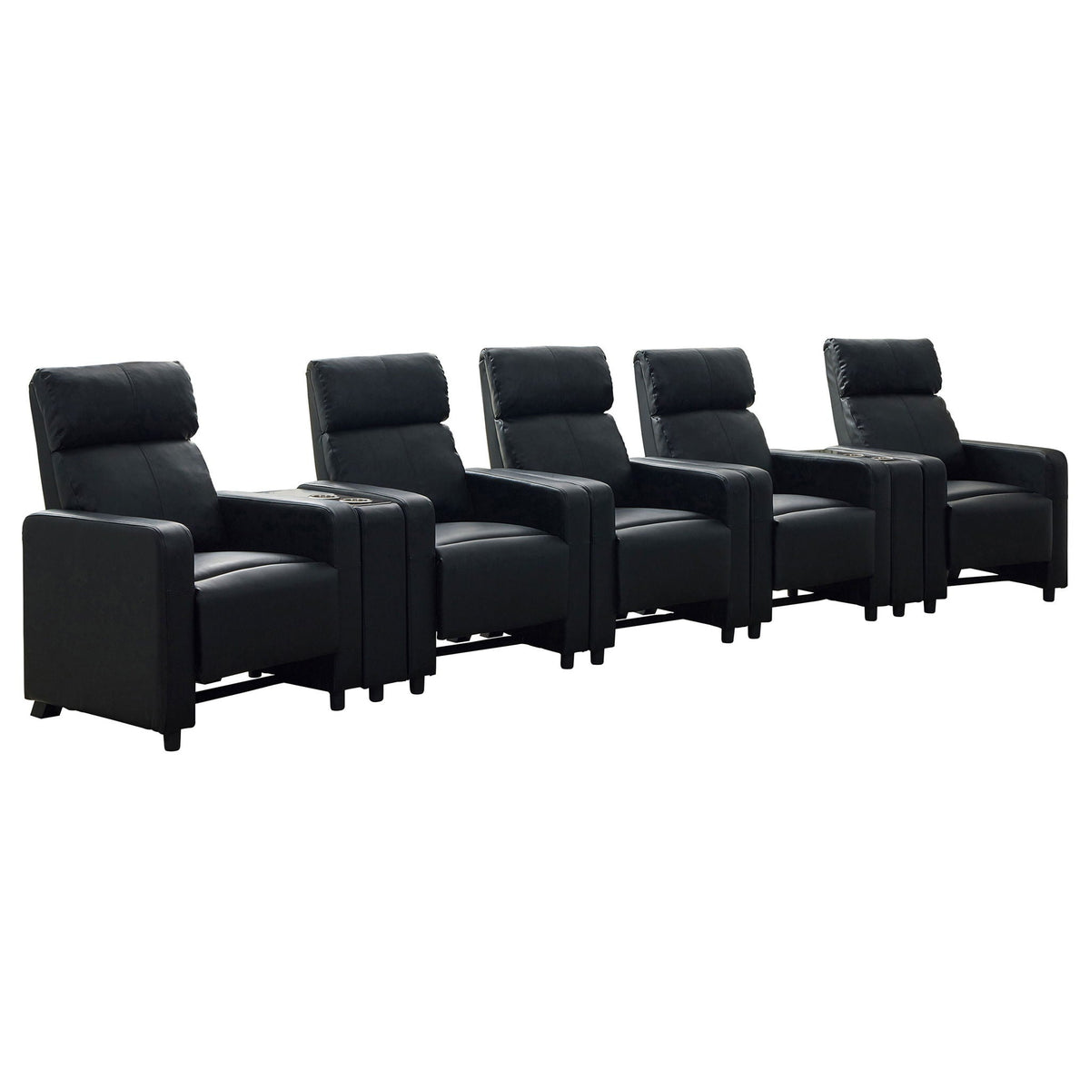 Unique Piece Furniture Toohey Upholstered Tufted Recliner Living Room Set Black