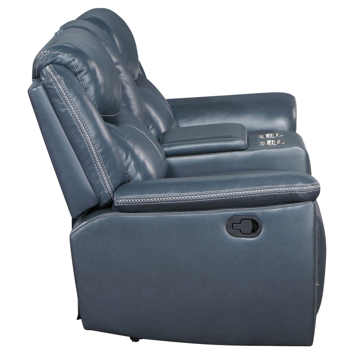 Unique Piece Furniture - Sloane Upholstered Padded Arm Reclining Loveseat Blue