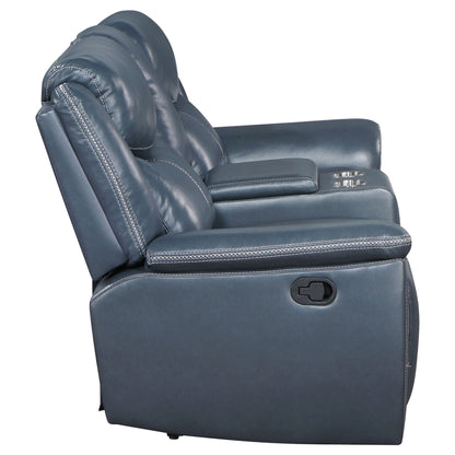 Unique Piece Furniture - Sloane Upholstered Padded Arm Reclining Loveseat Blue