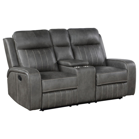 Unique Piece Furniture - Raelynn Upholstered Track Arm Motion Loveseat Grey