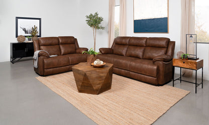 Unique Piece Furniture - Ellington 2-piece Upholstered Padded Arm Sofa Set Dark Brown