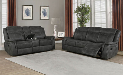 Unique Piece Furniture - Lawrence 2-piece Upholstered Reclining Sofa Set Charcoal