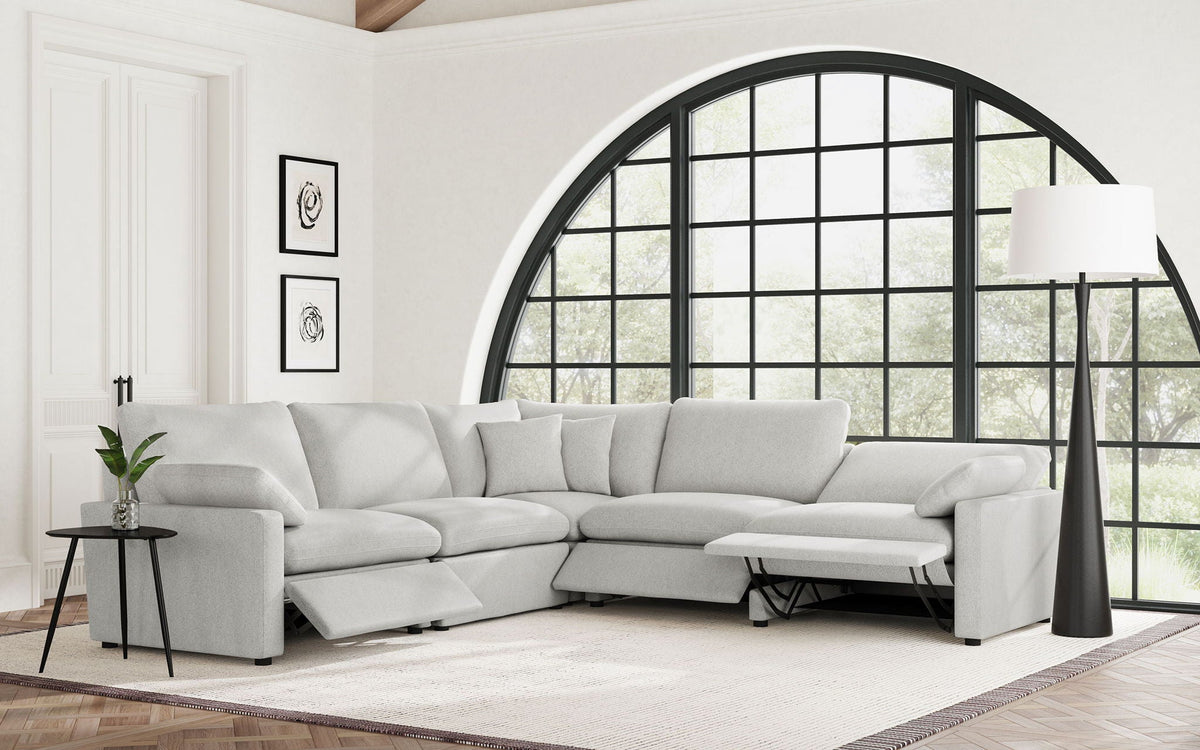 Unique Piece Furniture - Collins 5-piece Modular Power Reclining Sectional Grey