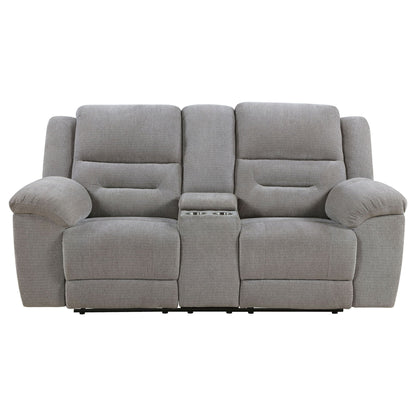 Unique Piece Furniture - Gilson Chenille Upholstered Reclining Loveseat Grey