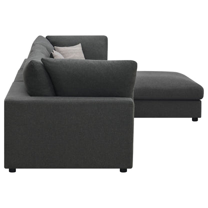 Unique Piece Furniture - Serene 4-piece Upholstered Modular Sectional Sofa Charcoal