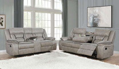 Unique Piece Furniture - Greer 2-piece Upholstered Reclining Sofa Set Taupe
