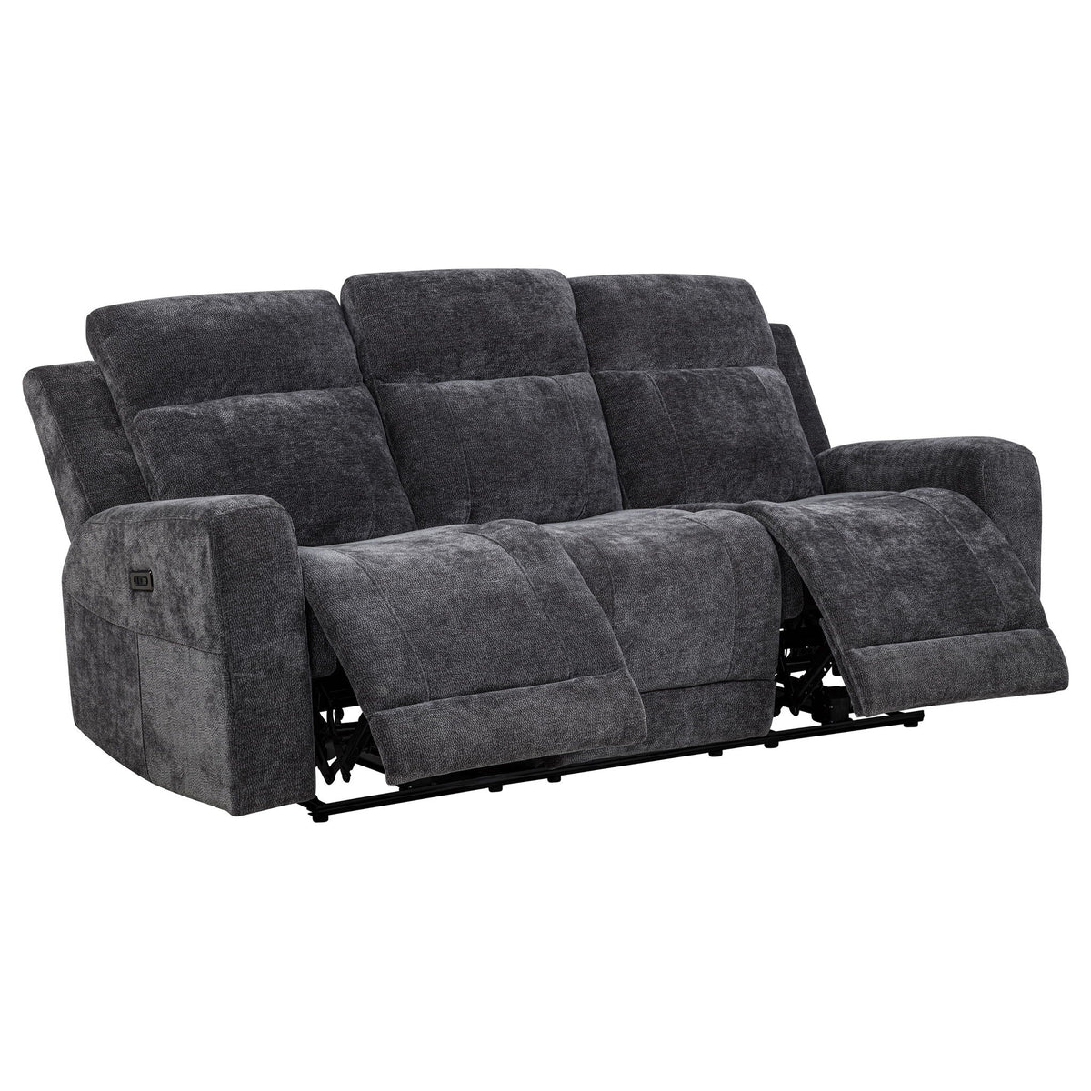 Unique Piece Furniture - Kennett Chenille Upholstered Power Reclining Sofa Dark Grey