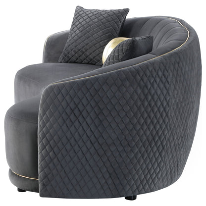 Unique Piece Furniture Brookside Velvet Upholstered Curved Sofa Dark Grey