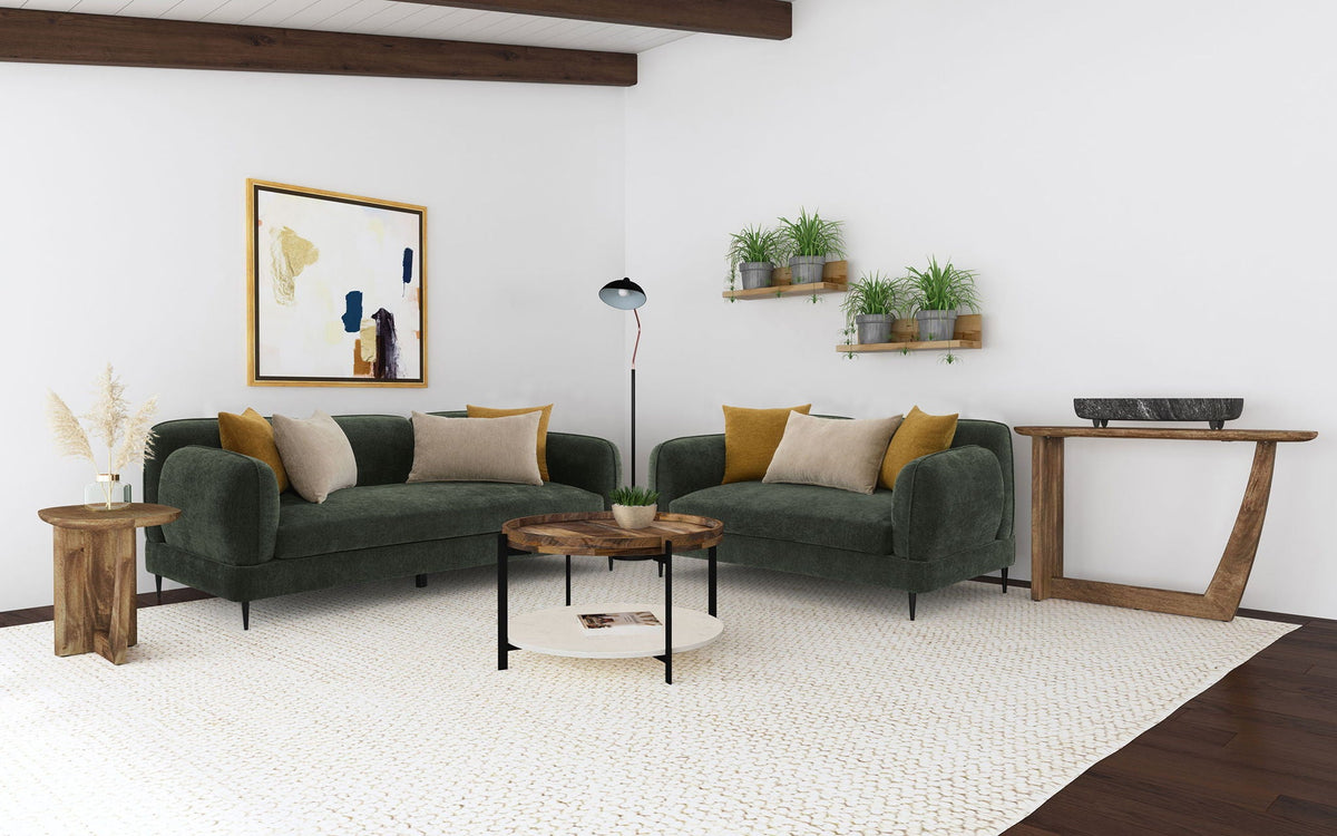 Unique Piece Furniture - Jade 2-piece Chenille Upholstered Sofa Set Green