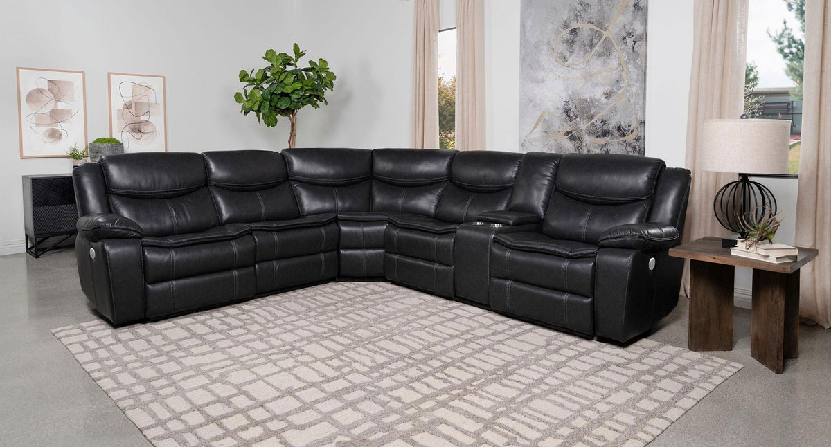 Unique Piece Furniture - Sycamore Upholstered Power Reclining Sectional Sofa Grey