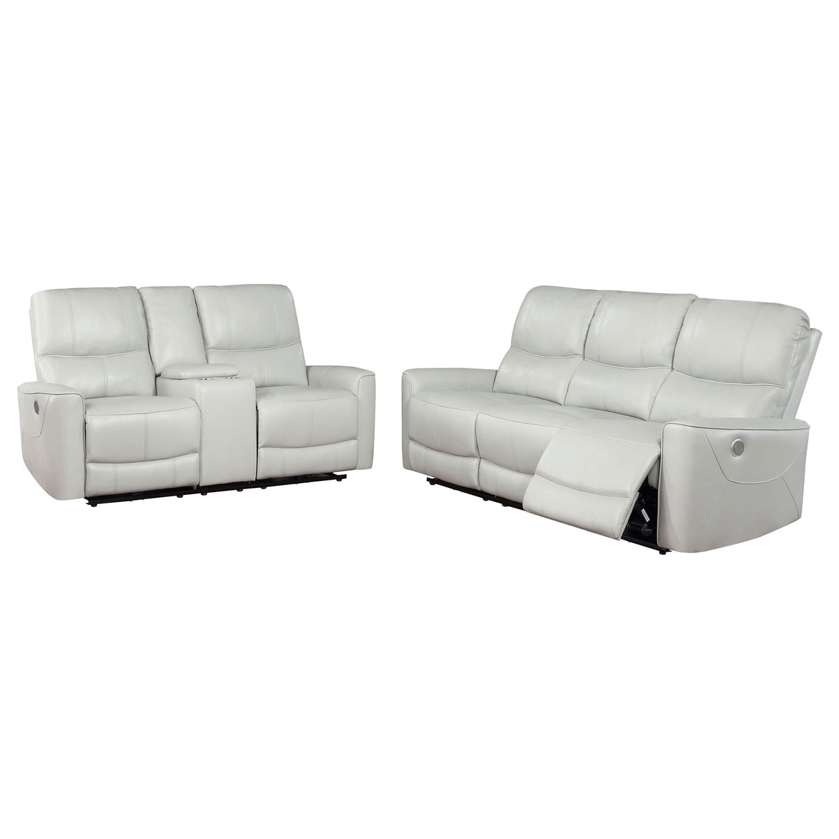 Unique Piece Furniture - Greenfield 2-piece Power Reclining Sofa Set Dove Grey