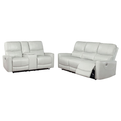Unique Piece Furniture - Greenfield 2-piece Power Reclining Sofa Set Dove Grey