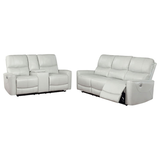 Unique Piece Furniture - Greenfield 2-piece Power Reclining Sofa Set Dove Grey