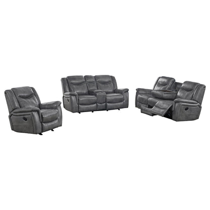 Unique Piece Furniture Conrad 3-piece Upholstered Padded Arm Motion Sofa Set Grey
