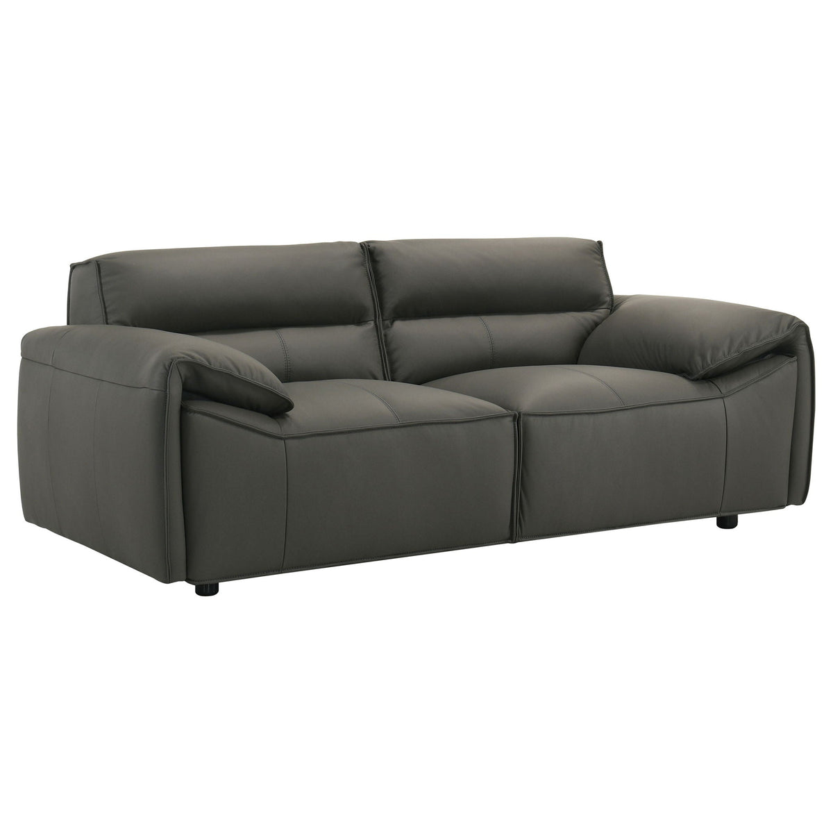 Unique Piece Furniture Buxton Top Grain Leather Upholstered Loveseat Graphite